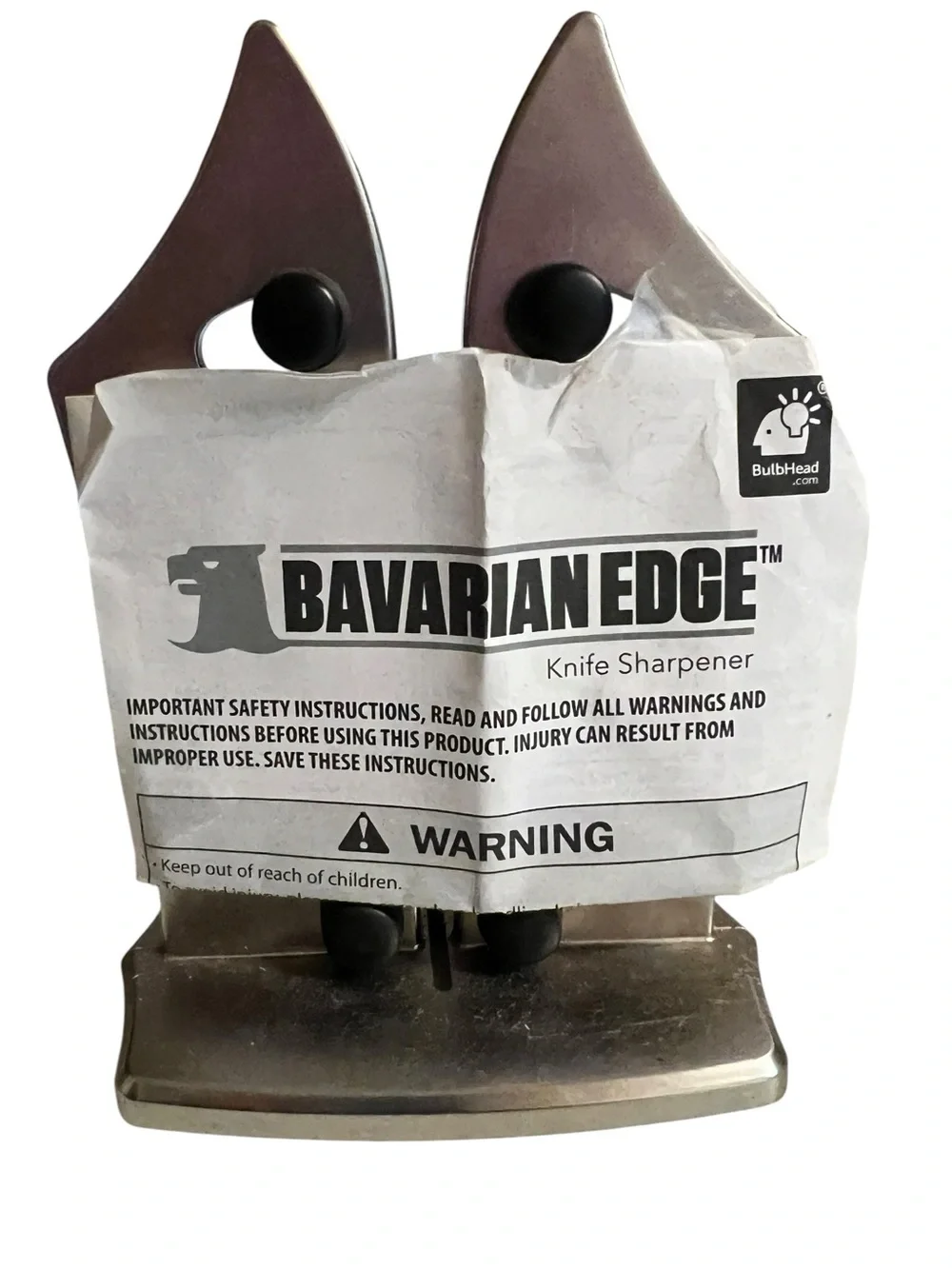 Bavarian Edge Knife Sharpener Bulbhead.com As Seen On TV Compact Design Tungsten